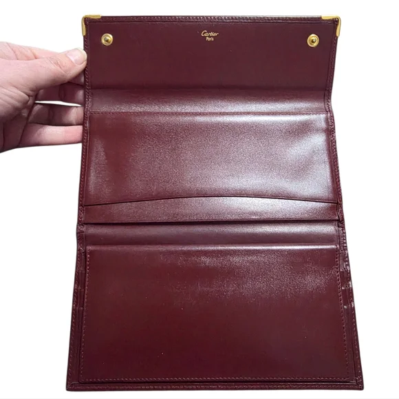 Cartier Vintage Kisslock Leather Wallet Must de Cartier Burgundy - Picture 8 of 14